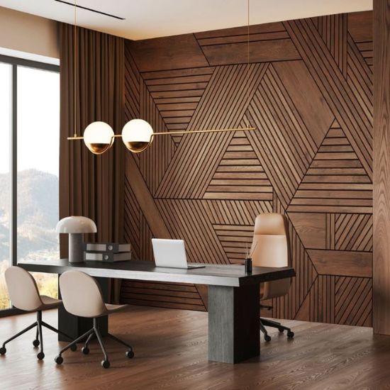 Geometric Wood Texture Effect Wallpaper